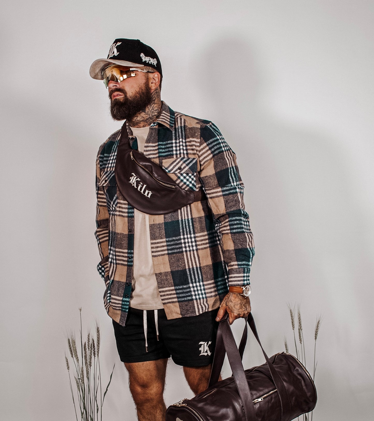 Flannel (Tan & Navy)
