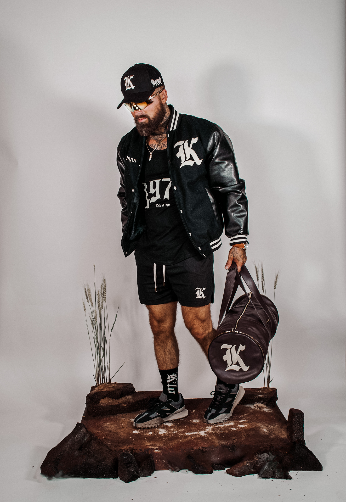 Kilo Varsity Jacket Genuine Leather Sleeves(Black)