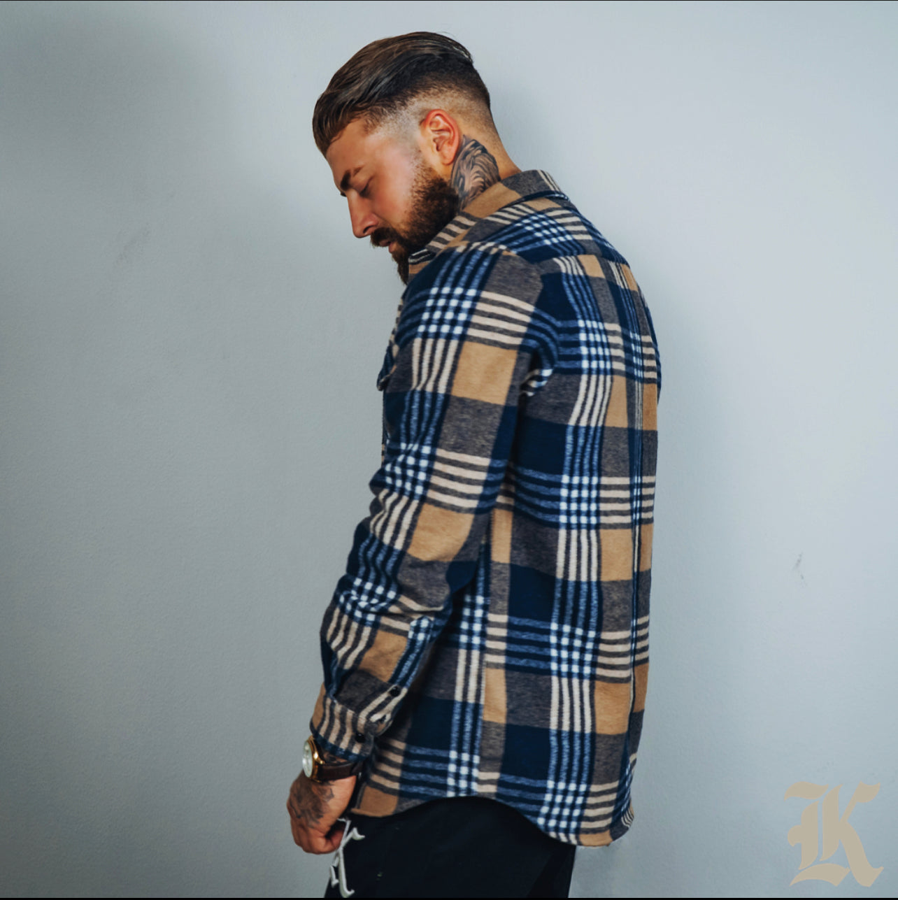 Flannel (Tan & Navy)